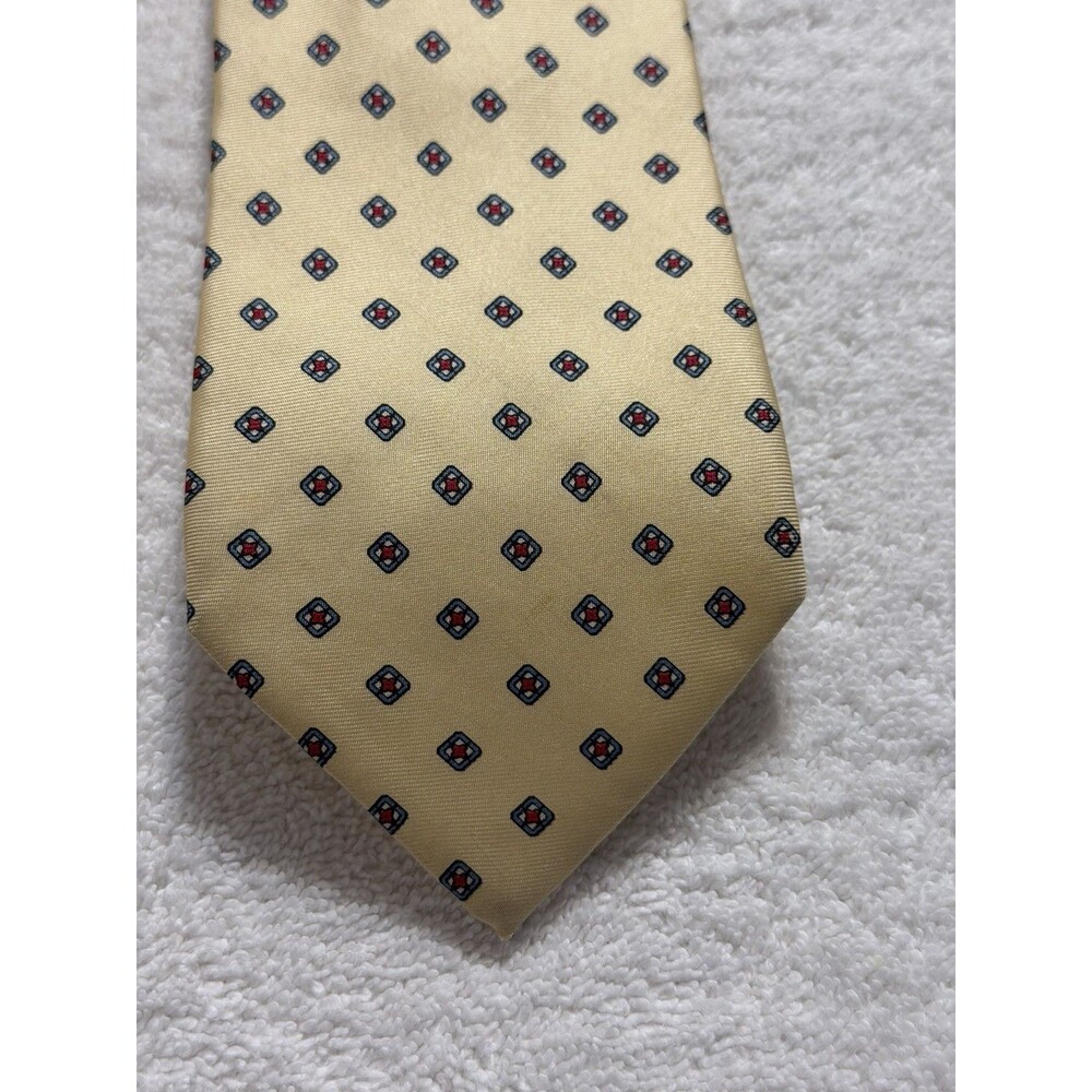 Lord &Taylor The Man's Shop Yellow Silk Tie Repeating Geometric